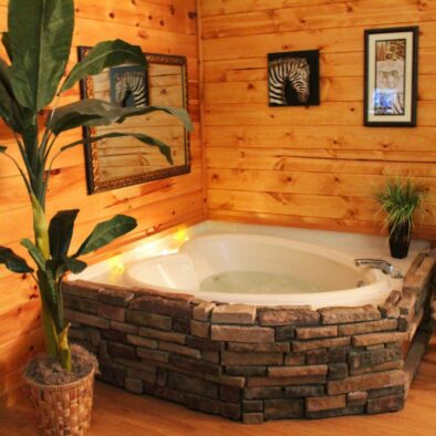 couple's Pigeon Forge Cabin heart tub