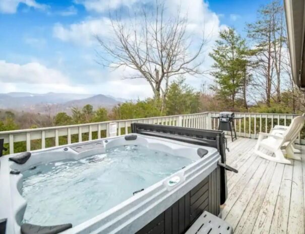 cabin with a hot tub