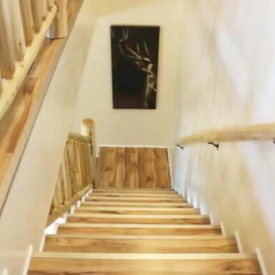 Graceful Smokey Retreat Cabin stairs