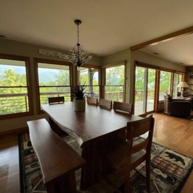 Panoramic Vista cabin dinner table