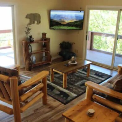 Graceful Smokey Retreat Cabin living room