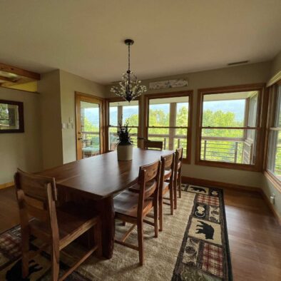 Panoramic Vista cabin dinner table