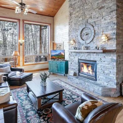 Riversong Lodge fire place