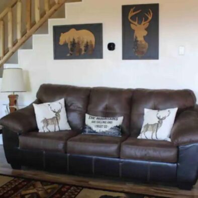 Graceful Smokey Retreat Cabin couch