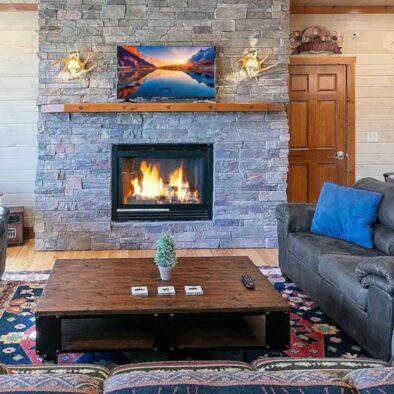 Riversong Lodge fire place